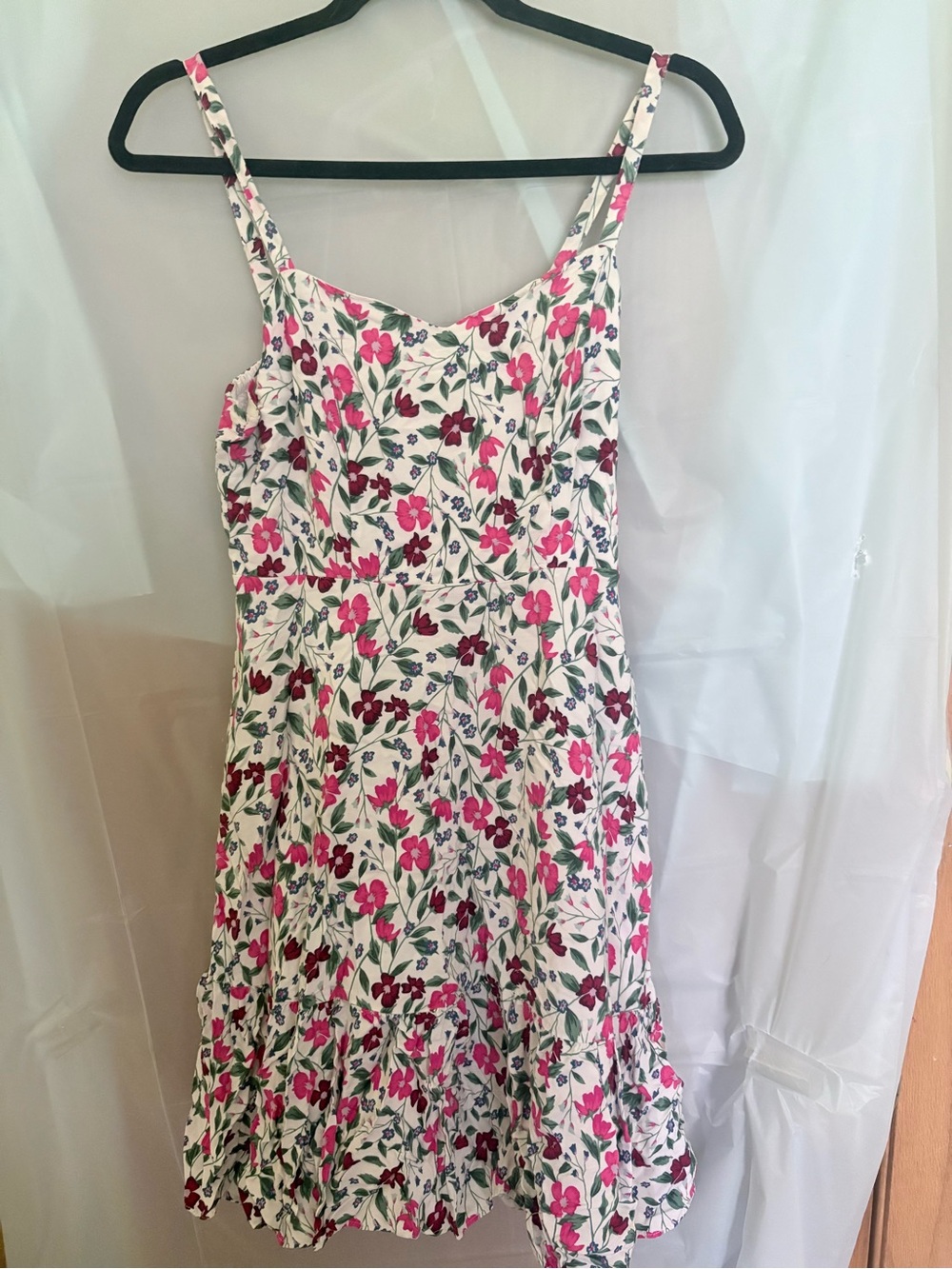 Old Navy White Dress with Pink Floral Print